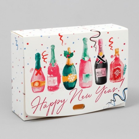 Folding Gift Box "Champagne", 16.5 x 12.5 x 5 cm, without tape, new year-2