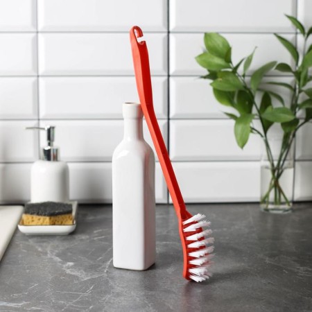 Brush for hard -to -reach places on a long handle, 35 cm, color mix