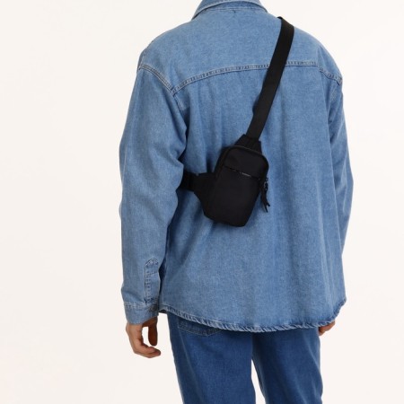 Slong bag from textiles, black color-5