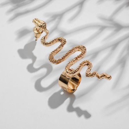 Earring "Kaff" Snake Anaconda, Color Gold-1