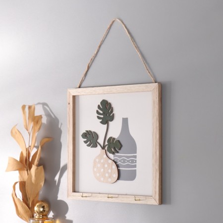 Hooks decorative wood "branches of monsters and two vases" 2.5x20x20 cm-1