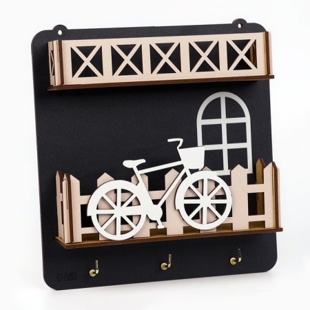 The keybox is wall -mounted with a shelf and a pocket, a bicycle, 19.2 x 20 cm.-4