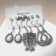 Earrings set 6 pairs "hippies" Eagle owl, white color in black silver