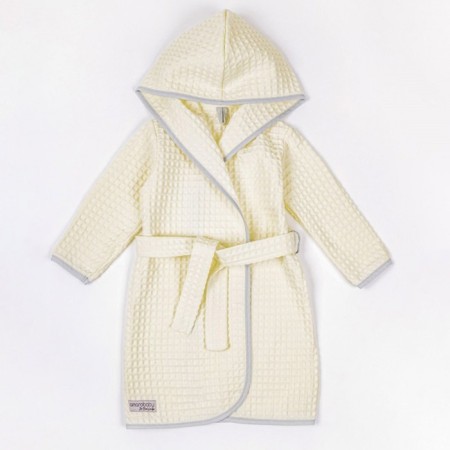 Baby robe with a hood Waffle, height 98-104 cm, milk color-6