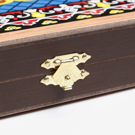 NARDS "Blue Pattern", wooden board 50 x 50 cm, with a field for playing checkers-5
