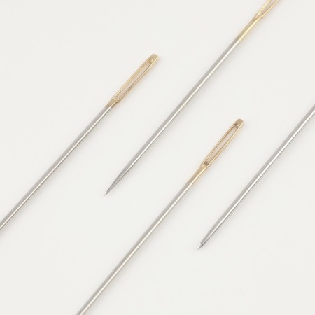 Sewing needles for embroidery with tape, d = 1.07 mm, 4.7 - 4.9 cm, with a golden ear, 4 pcs-1
