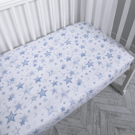 Sheet on the elastic band "Stars", size 60x120 cm, white color-2