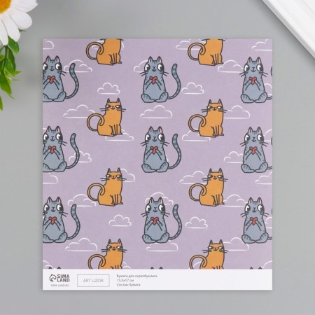Scrapbooking paper "cats" density 180 grams set 10 pcs 15.5x17 cm-2