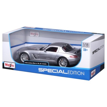 MASTO Die-Cast Mercedes-Benz Sls AMG machine, opening doors, 1:18, silver color-11
