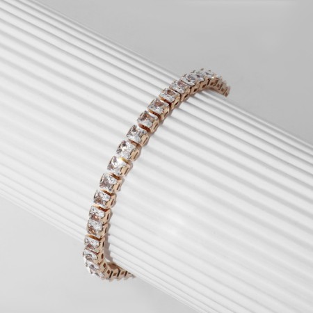Bracelet with rhinestones "shine" on a puff, the color is white in gold-4
