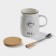 Ceramic mug with a wooden lid and spoon "Sea", 400 ml, Mix drawing