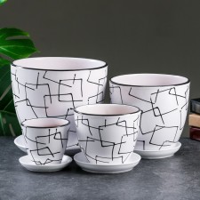 Set of flower pots 4 pcs. White illusion 0.4 / 1 / 2.5 / 5 l