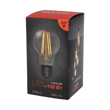 Lamp Filament Pear A60 11.5W 1380lm 2700K E27 Transparent Rexant Sales-3