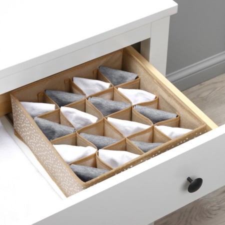 Organizer for storing linen “Points”, 16 cells, 27 × 25 × 10 cm, beige color-9