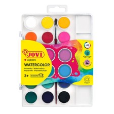 Dry watercolor jovi, 18 colors, d = 20 mm, with a brush