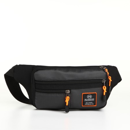 Lightning waist bag, 3 outer pockets, gray/black color-2