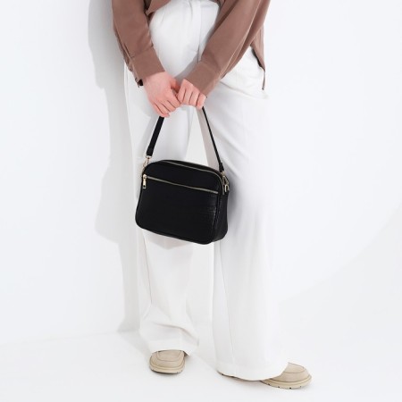 Bag Cross-Bodi with a zipper, black color-7