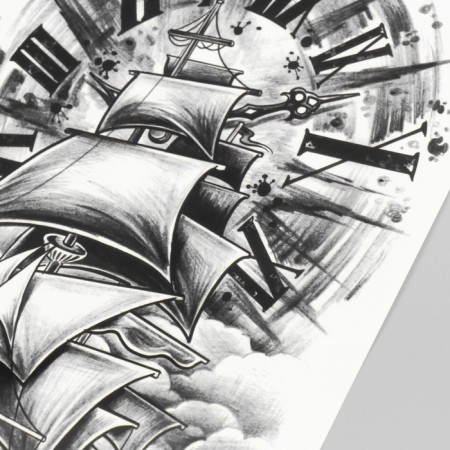 Tattoo on the body black "travel map" 48x17 cm-2