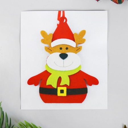 Set for creativity - create a Christmas tree decoration from the felt "New Year's deer in a scarf"-2