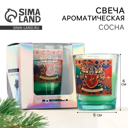 New Year's candle in a glass "Magic aroma", pine