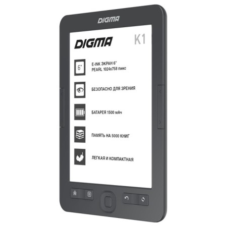 Digma K1, 6 "E-Ink, HD, 1024x758, 600 MHz, 4 GB, Micro SDHC, Gray.-2