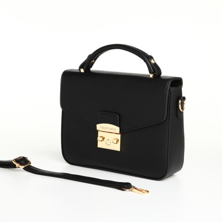 Women's bag on the valve, Textura, small size, black color-11