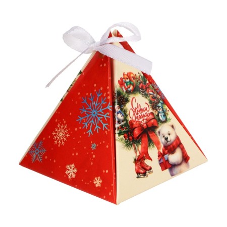 New Year. Bonbonniere, New Year's gift packaging "White Bear", 7 × 7 × 7.5 cm.-1