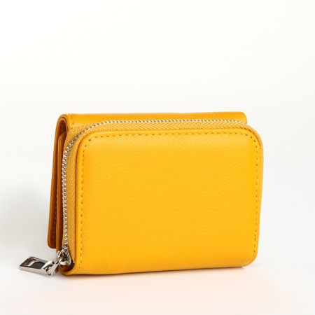 Women's wallet on magnet, yellow color-1