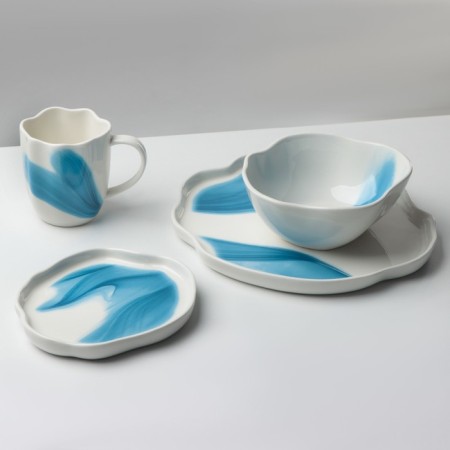 Plate Ceramic Neovstvo Territory "Divorces", 17 cm, white-blue color-9