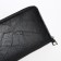 Male purse with zipper, department for bills, for maps, for coins, black color