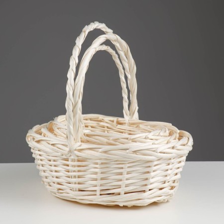 A set of wicker baskets, willow, 3 pcs., Oval, white, large-2