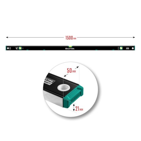 Magnetic level Kraftool 34785-150, enhanced profile, with a mirror eye, 1500 mm-9