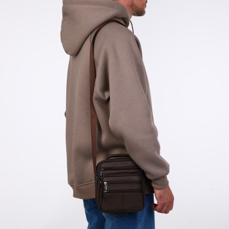 Male bag on lightning, long belt, brown color-6