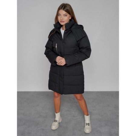 Coat insulated winter female, size 50, black color-8