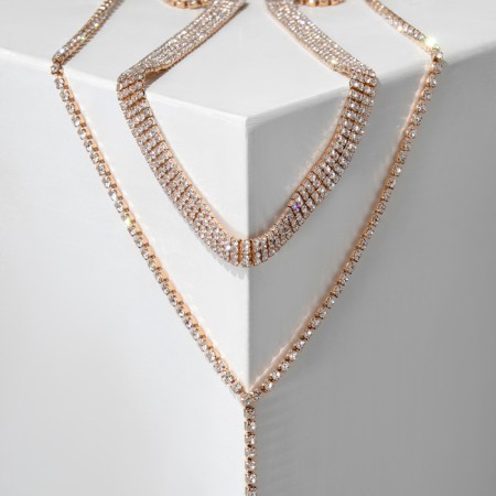 Choker "ice", white color in gold 4 rows, 44.5 cm-2