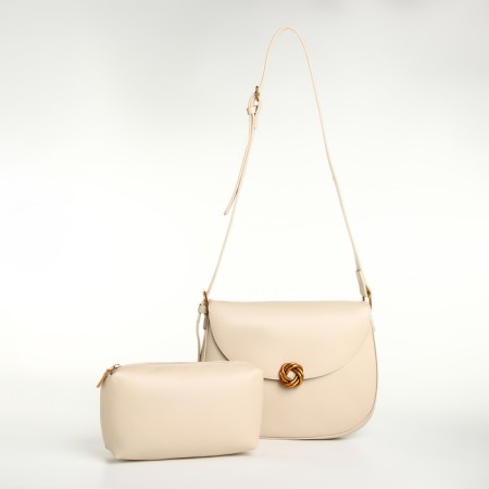 Women's bag on the Textura valve, medium size, dairy color-2