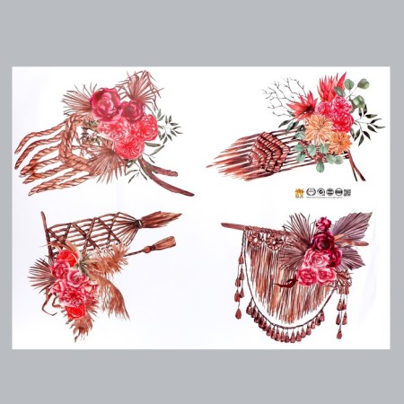 Sticker Plastic Interior color "Panel Knitted and Flowers" 60x80 cm-1