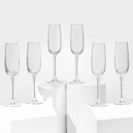 A set of glass glasses for champagne Allegress, 175 ml, 6 pcs