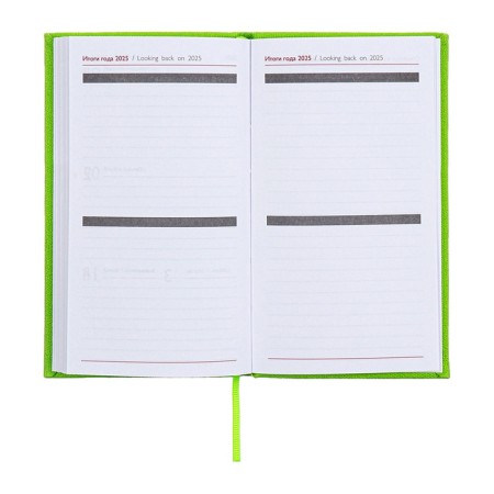 The weekly dated 2025, 85x145 mm, 64 sheets of Escalada, a solid cover made of artificial leather, pancake embossing, block 70 g/m², green-9