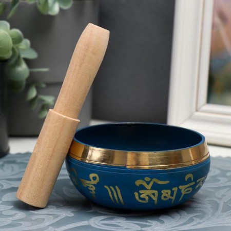 Singing Chalice Metal "Meditation" Blue with a resonator 4x8.5x8.5 cm-1