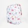 School backpack of textiles on lightning, external pocket, white color