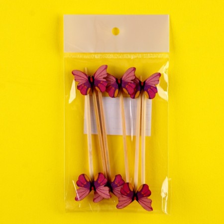 Butterfly skewers, set 6 pcs, color mix-7