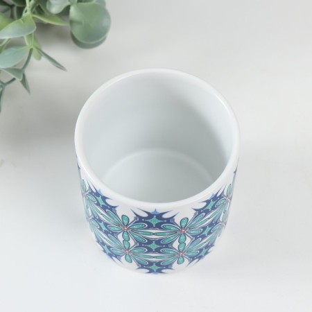 Bank for suppositories Ceramics "Blue Flowers" 200 ml 7.3x7.3x7.3 cm-1