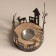 Summary metal, wood on 1 candle "houses and deer" d = 4 cm 10x10x13.8 cm