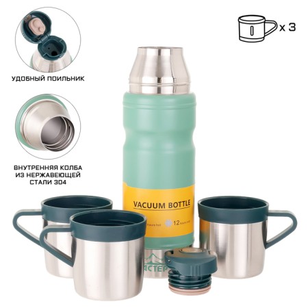 Set "Master K": Thermos 680 ml and 3 circles, retains heat 12 hours, green-1