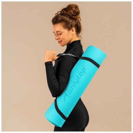 Fitness and yoga mat, 183x61x0.6 cm, gray/blue color-6