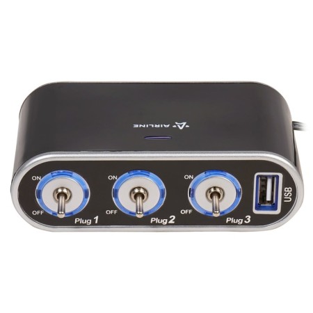 Airline ASP-3S-15, 5A+USB 1A cigarette lighter with load switches-1