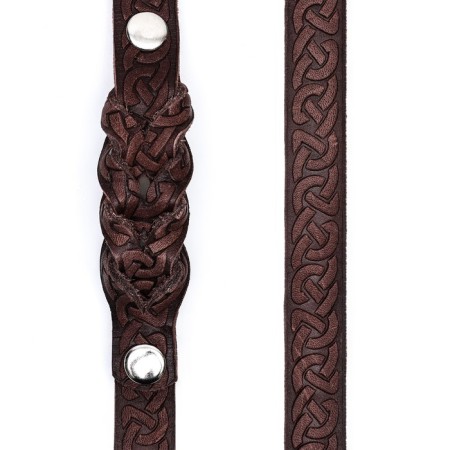 Leather leather single -layer long, 2 m x 2 cm, brown-5