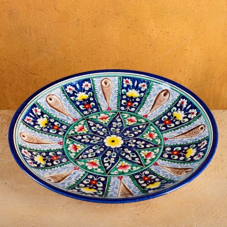 Largan Rishtan ceramics "Flowers", 33 cm, blue