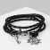 Unisex Bracelet "Gravity" anchor and helm, black color with silver, 77 cm